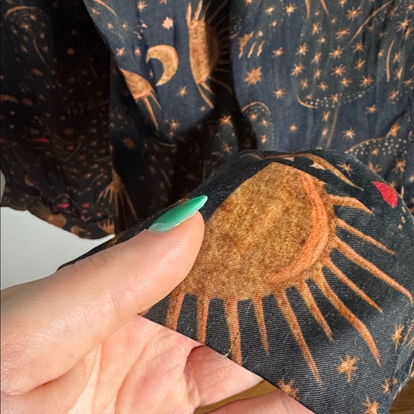 Farm Rio x Anthropologie Wide-Leg Trousers Sun Moon Print Size Small - Picture 14 of 16